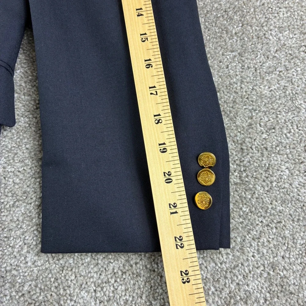 Vintage Botany 500 Navy Wool Blazer Mens 46S Made‎ in USA Crest Brass Button Ivy